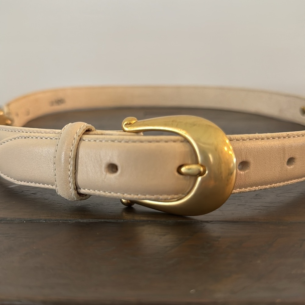 Vintage Brighton Belt 1993 Ivory with gold detailing